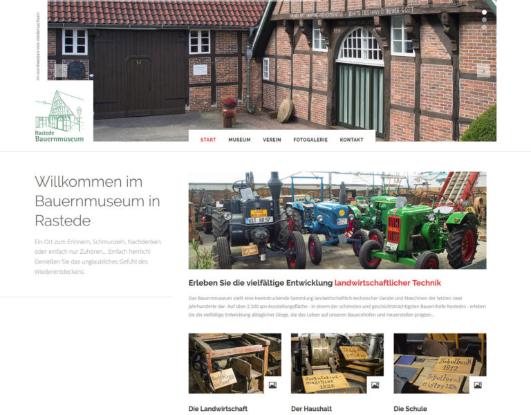 Startseite der Website Bauernmuseum Rastede