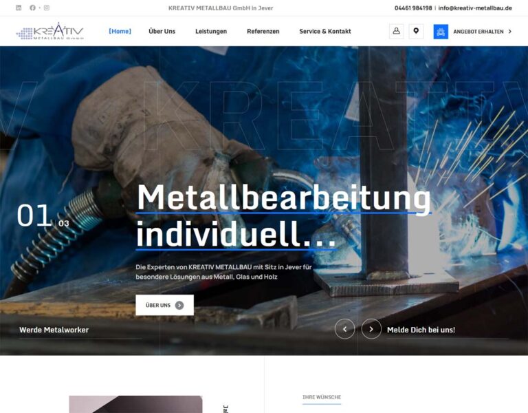 Startseite von Website Kreativ Metallbau in Jever