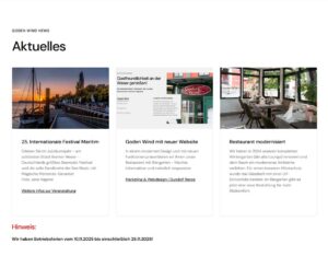 Screenshot von der Section Aktuelles