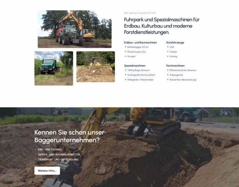 Screenshot der Section About der Website der Land- und Forstkulturbau GmbH